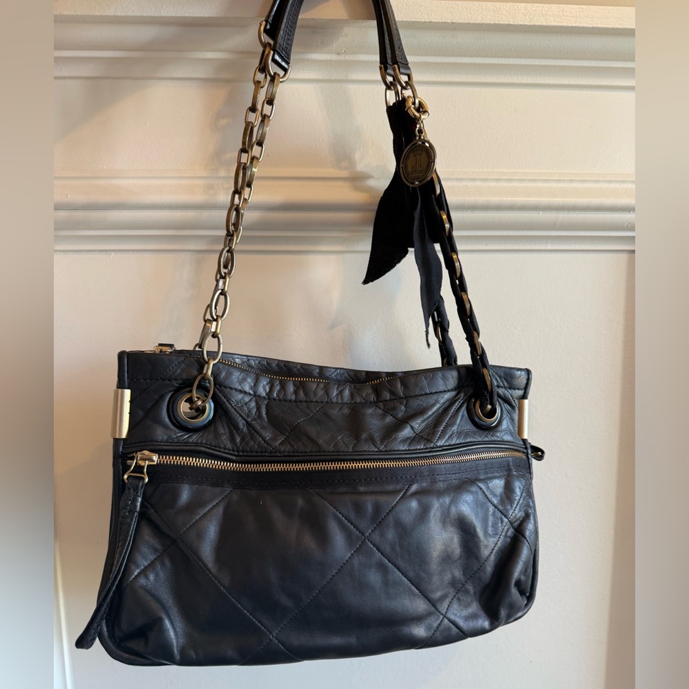 Vintage Lanvin Amalia Quilted Black Calfskin Leather Bag - Medallion Charm